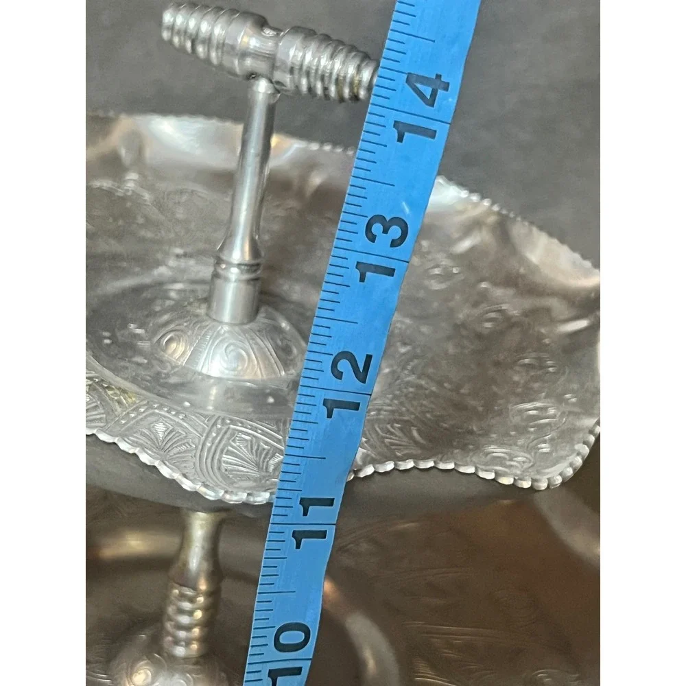 Vintage Wilson Metal Products Hammered Aluminum 3 Tier Tidbit Serving Tray 14